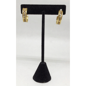 Vintage Gold-Tone Rhinestone Hoop Clip-On Earrings