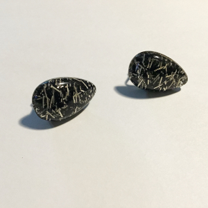 Vintage 1960s Black Lucite Resin Confetti Clip-On Earrings