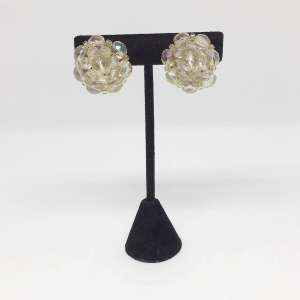 Vintage Western Germany Wired Crystal Cluster Bead Earrings