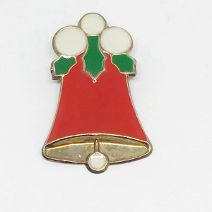 Vintage Enamel and Tin Christmas Bell Pin