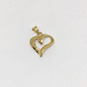 Vintage 14k. Gold Diamond Cut Filigree 3/4" Open Heart Pendant/Charm