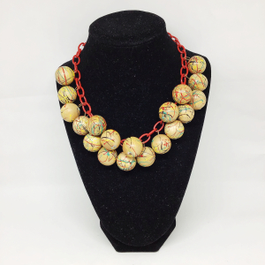 Vintage 1940's Cellulose Chain Necklace with Multicolor Paint Splattered Wooden Balls