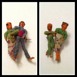 Vintage Set of Two Tiny Worry Doll Pins
